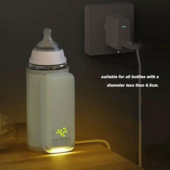 Baby Bottle Warmer, Portable Bottle Warmer, Fast Heating Travel Baby Milk Warmer with LED Display, Constant Temperature Travel Bottle Warmer for Home Family Travel