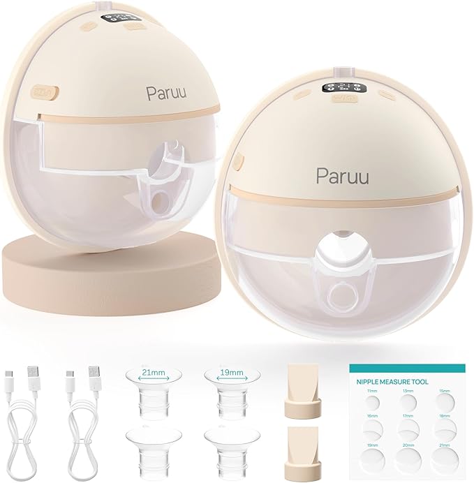 Paruu Hands Free Breast Pump P16, Wearable Breast Pump Electirc Portable with 4 Modes & 12 Levels, Max 309mmHg Strong Suct...