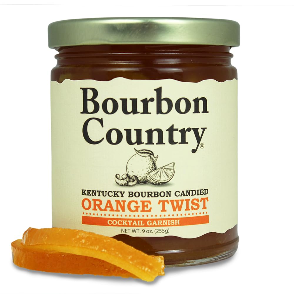 Bourbon Country Candied Orange Twist Cocktail Garnish, 9 oz - Ideal for Old Fashioned, Martini, Mojito, Baking, Desserts, Orange