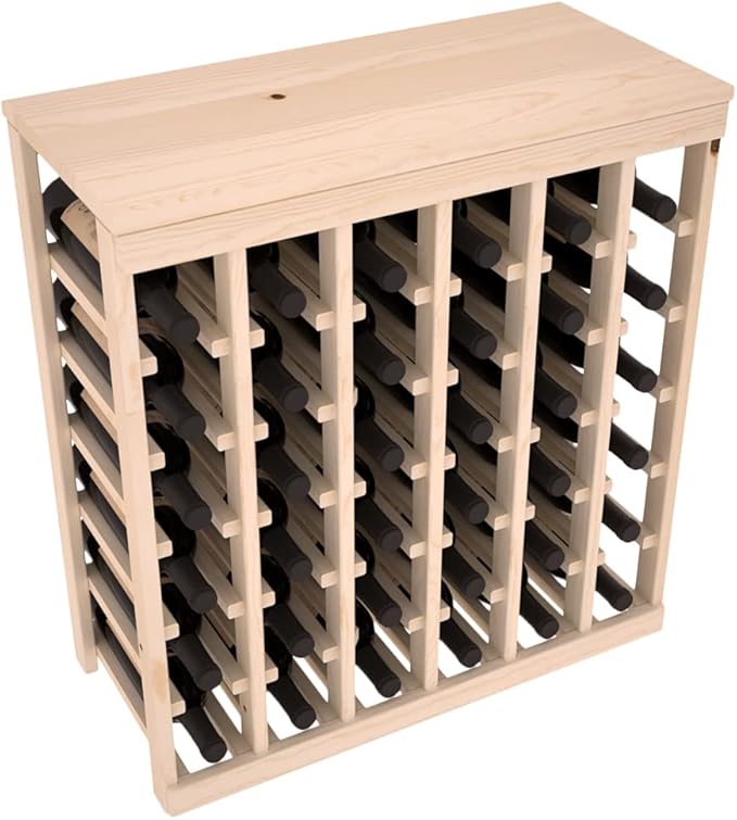 Wine Racks America Living Series Table Top Wine Rack - Durable and Modular Wine Storage System, Pine Unstained - Holds 36 Bottles