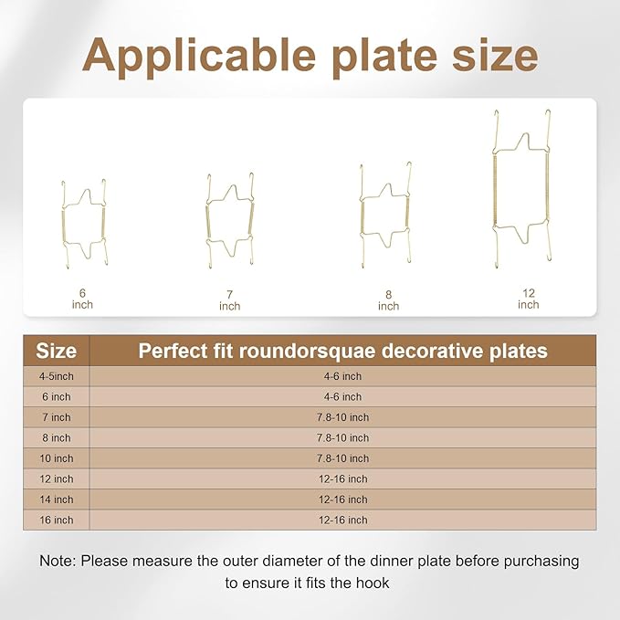 uxcell 3pcs Plate Hangers for The Wall, 12 Inches Stainless Steel Wire Plate Holders with Traceless Nail Displaying Plates Dish DIY Craft, Golden
