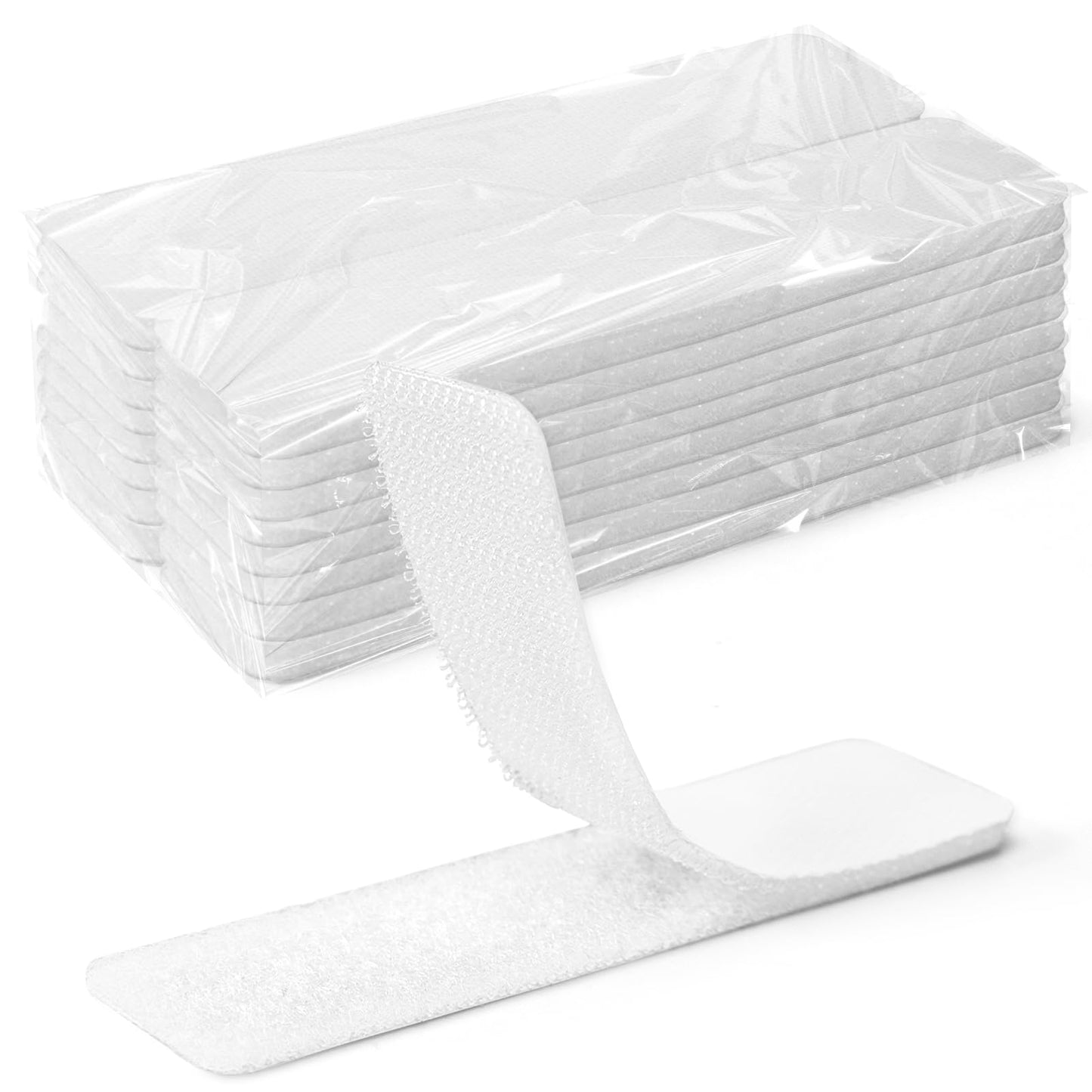 Art3d 16 Sets Hook and Loop Tape Sticky Back,1 in.x 4 in. Double-Sided Command Adhesive Strip Heavy Duty, White