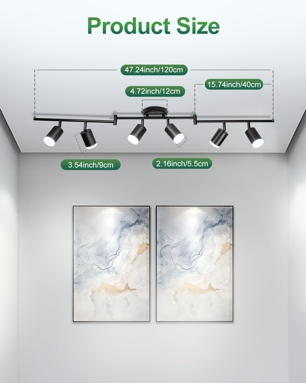 6 Ways Track Lighting  Rotatable Heads Track Light Kit  Track Lighting Fixtures Ceiling With Acrylic Cover  Modern Black Ceiling Spotlight For Kitchen  Living Room  Hallway(Bulbs Not Included)