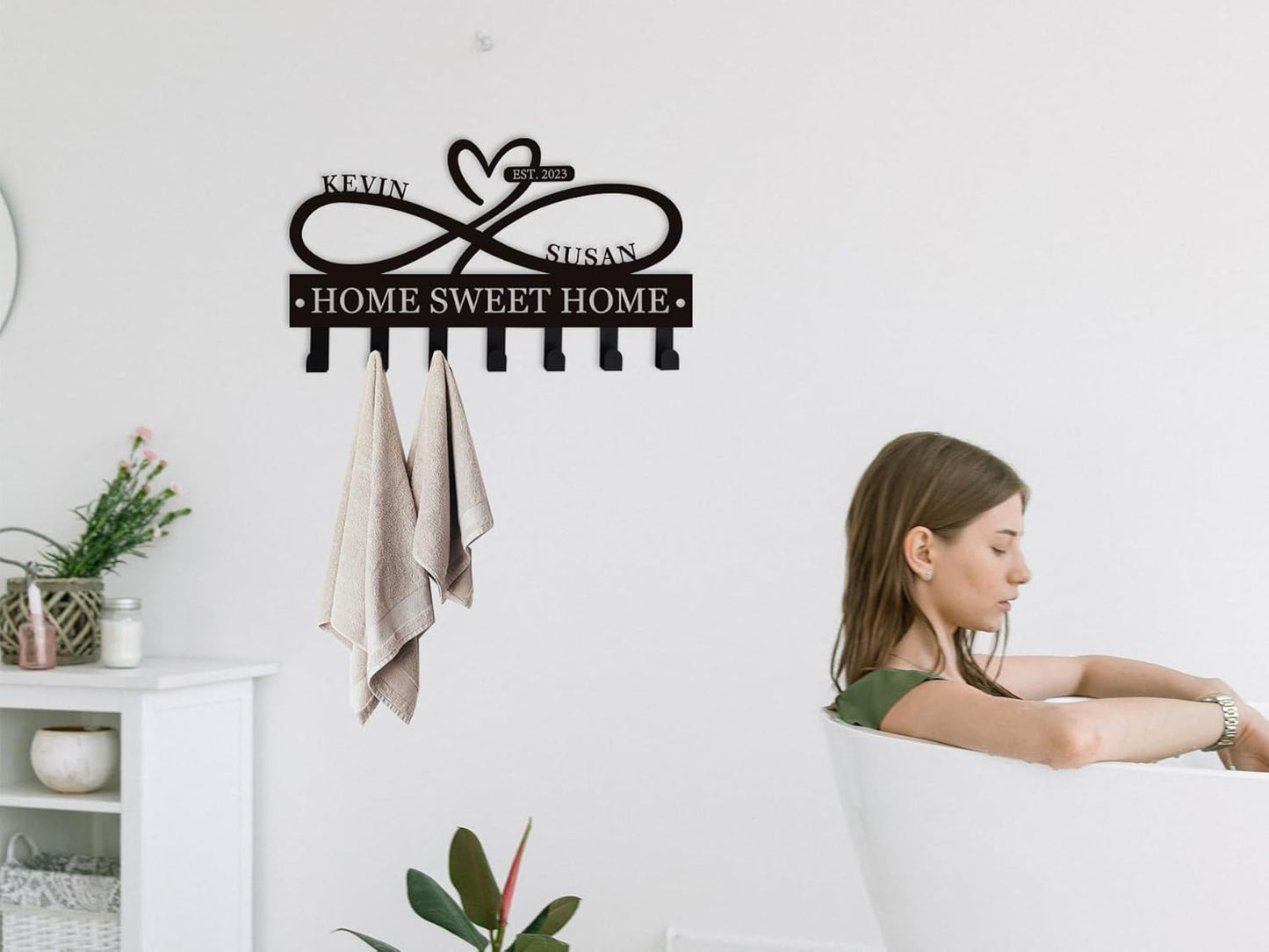 Personalized Key Holder for Wall, Personalized Metal Infinity Heart Key Hooks, Custom Name Key Rack, Coat Rack, Custom Name Key Rack