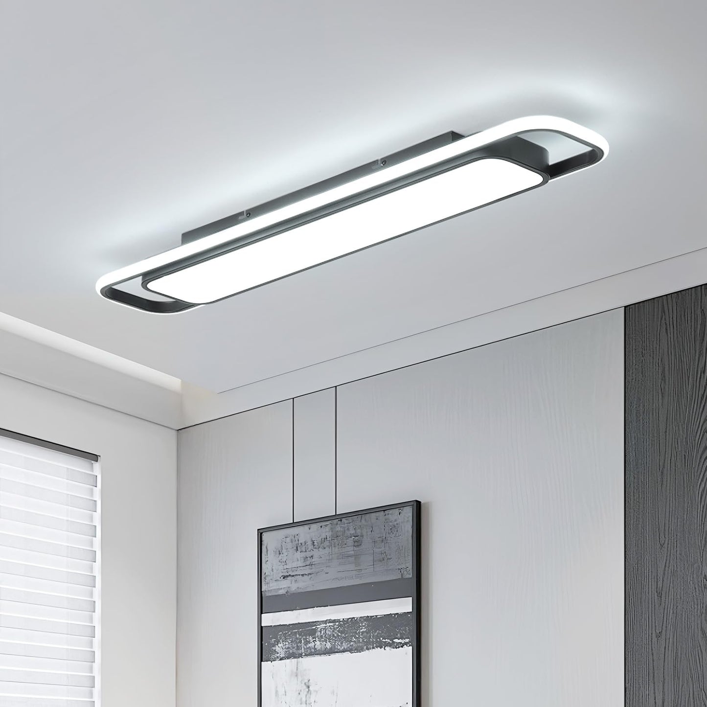 Oranoor Modern Led Ceiling Lighting  70W 6000K Black Linear Flush Mount Light Fixture  39.4 Low Profile Lights Fixture Long Led Ceiling Lamp For Kitchen Bedroom Living Room Hallway (Cool White)