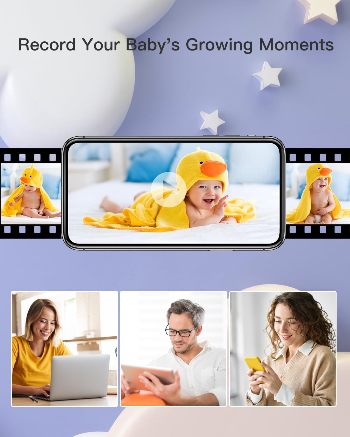 ARENTI Baby Monitor, 2K/3MP WiFi 6 Camera and Audio, 5-inch Wireless Screen, Smartphone App, Super Night Vision, Crying Detection, Auto Tracking, Temp&Humidity Sensor, Cloud&SD Card Storage (D3 Kit)
