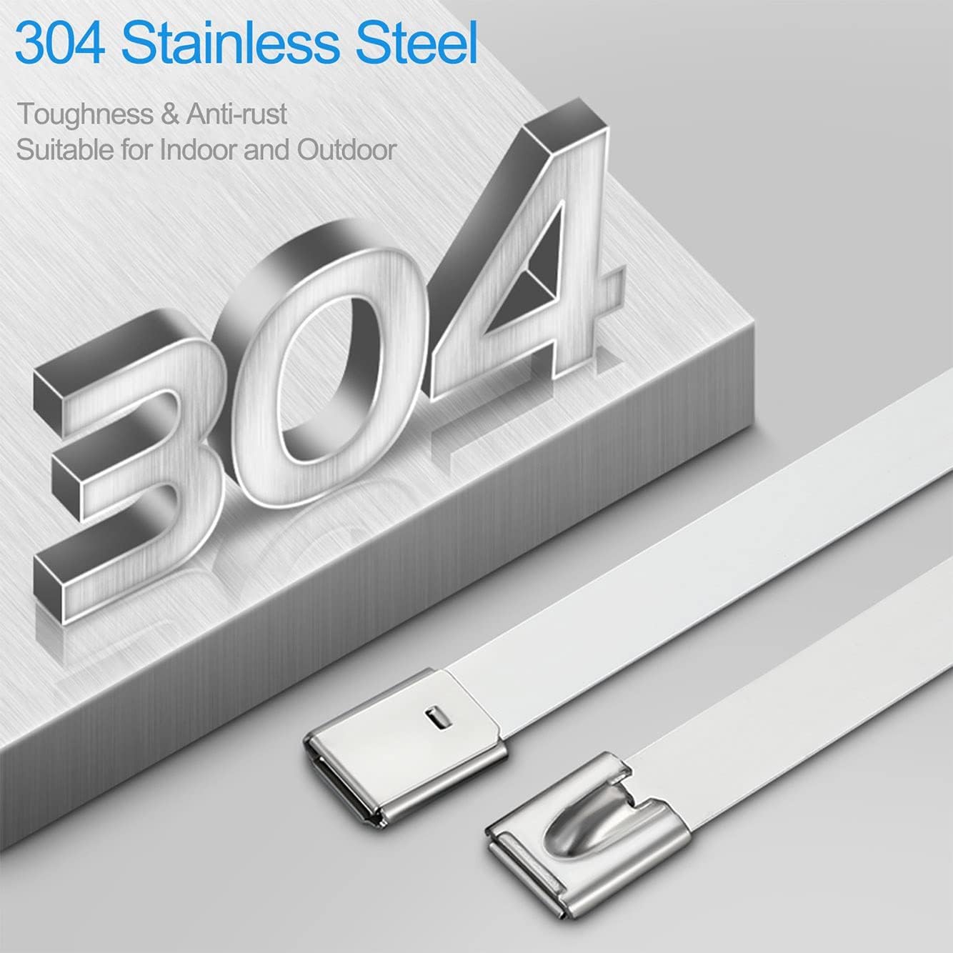 Wide Metal Zip Ties Heavy Duty Outdoor, 80 Pcs 600 Lbs 18 Inch Stainless Steel Zip Ties, Self-Locking Metal Cable Ties, Strength, Ideal for Exhaust Wrap, Cables, Farms, Pipes, Roofs, and Fence