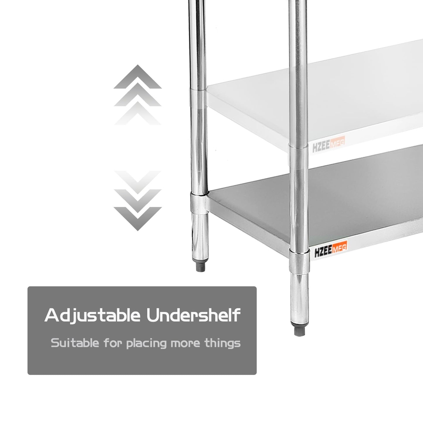HZEEMFG Stainless Steel Table for Prep & Work 30x60 inch, 5ft, Commercial Heavy Duty Table with Undershelf for Restaurant, Home, Hotel, Laundry Room,Garage,Workshops