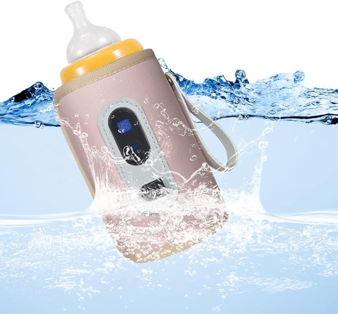 Baby Bottle Warmer Portable Travel Baby Bottle Warmer for Car, 5-Speeds Temperature Adjustment Drink Warm Milk Bottle Insulation Cover with USB Cable