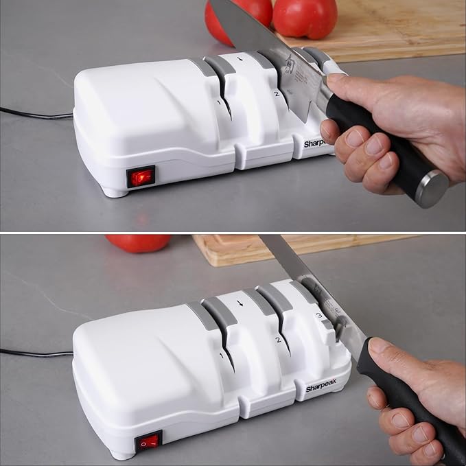 198H-SPK Professional Electric Knife Sharpener, Versatile 3 Stages Monocrystalline Diamond Wheels Overheat Protection Ultra-Quiet Motor Quick Knife Sharpening for Kitchen Knives Easy to Use