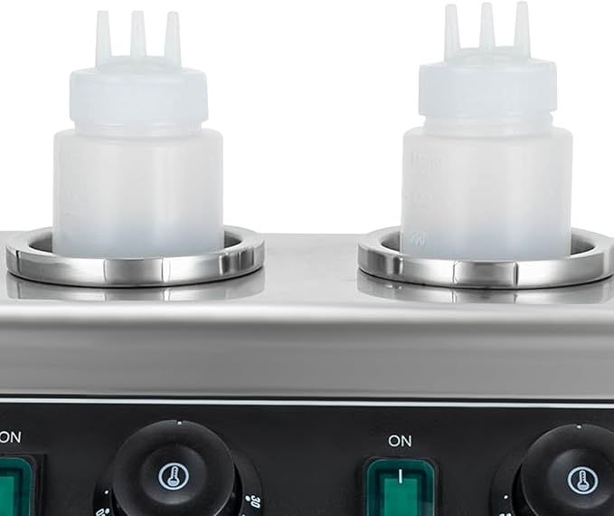 Electric Sauce Bottle Warmer 0.72x2Qt Commercial Electric Sauce Warmer 400W Hot Chocolate Warmer 86-176°F Sauce Warmer Dispenser Double Bottles Cheese Warmer for Home Restaurant