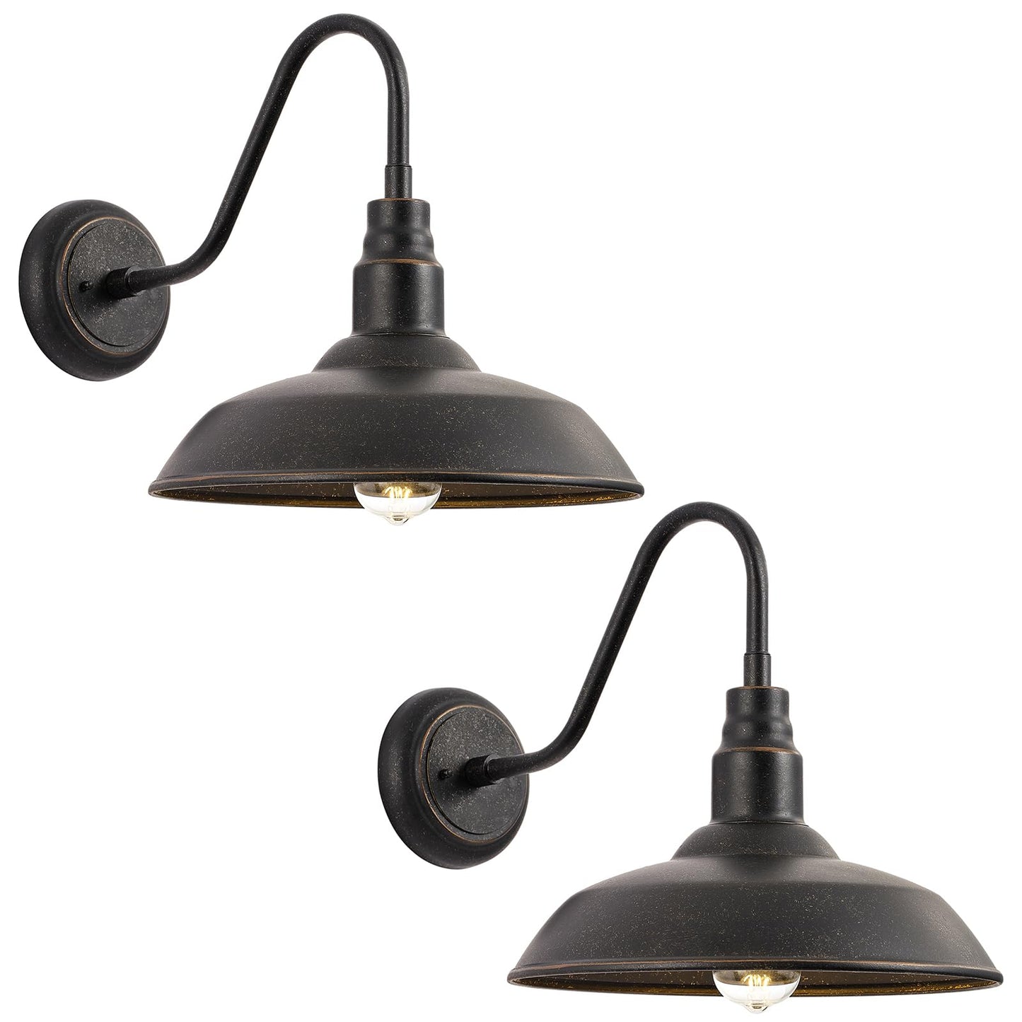 Goalplus Gooseneck Outdoor Light Fixture, 10 Dome, Bronze Metal, Model Lm2201-Br-2P, 2 Pack Barn Light For Porch, Patio, Garage
