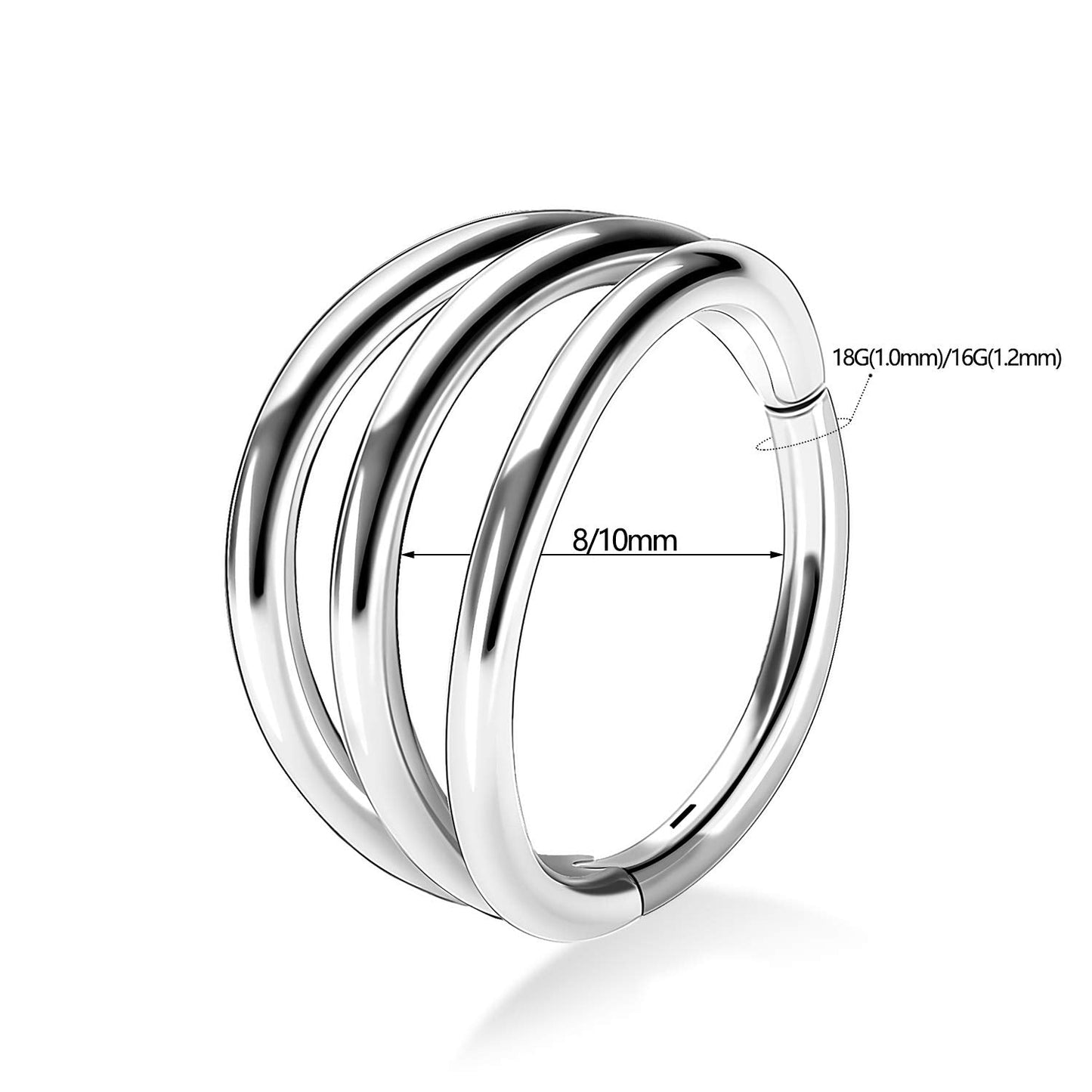PEAKLINK 16G Conch Daith Piercing Triple Open Stacked Cartilage Conch Helix Earring Hoop 316L Surgical Steel Septum Nose Rings 1