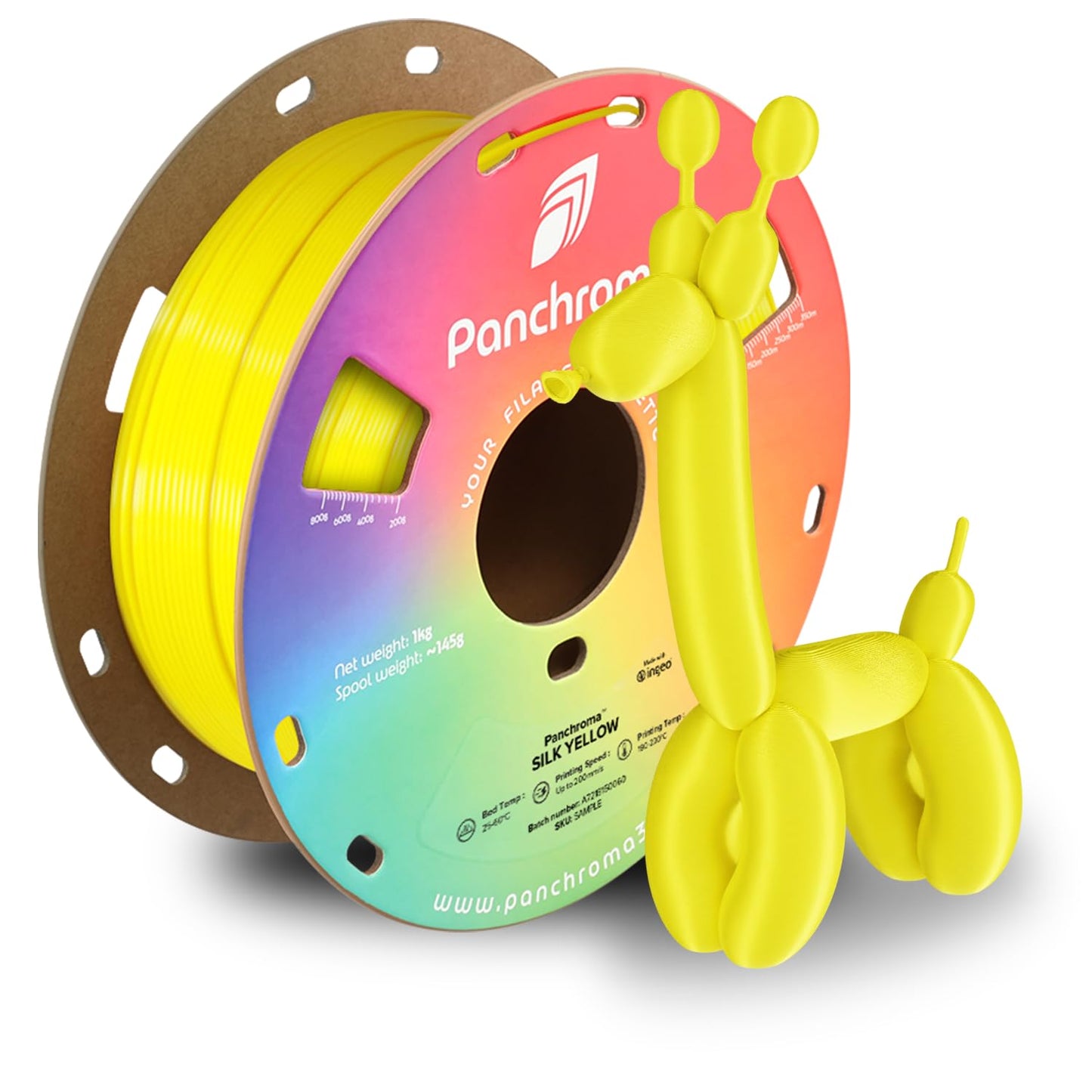 Polymaker Panchroma Silk PLA Filament 1.75mm 1kg, Shiny Yellow, New and Improved Formula, Better Strength, Printing Speed and Cl