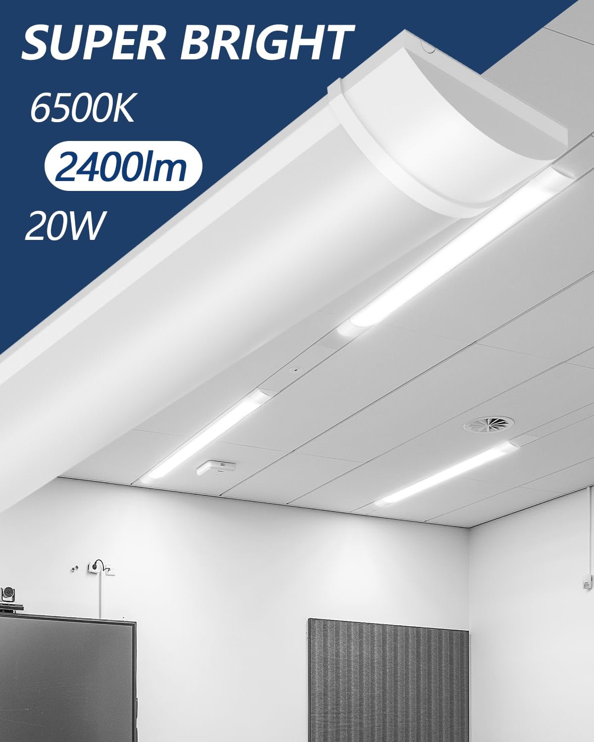 Sararoom LED Shop Light Fixture 20W 2FT 2400Lm Cold White Ceiling Light for Garage, Office, Home, Basement
