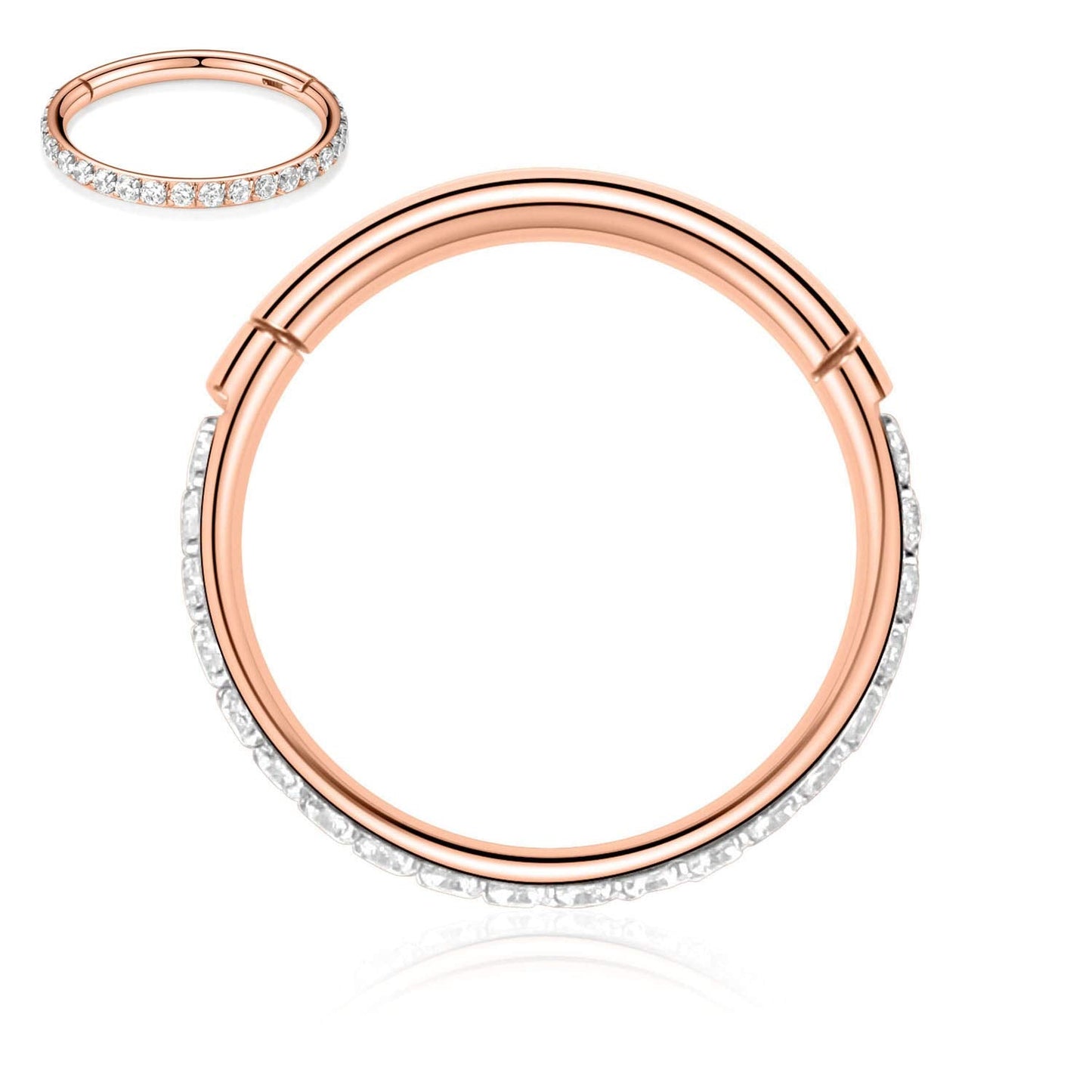 FUNLMO Nose Ring Hoop, 20G 10mm CZ Earrings for Cartilage, Tragus, Helix, Septum, Conch, Daith, Earlobe, Rose Gold
