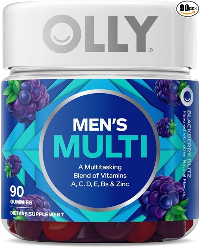 OLLY Gummy Active Immunity+Elderberry 45 Gummies, Men's Multivitamin Gummy Vitamins A, C, D, E, B, Lycopene, Zinc, 90 Count