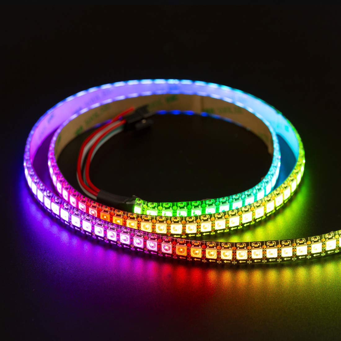 Btf-Lighting Rgbw Rgb+Warm White Sk6812 (Similar Ws2812B) Individually Addressable 3.3Ft 1M 144(2X72) Leds Flexible 4 Colors In 1 Led Dream Color Led Strip Ip65 Waterproof Dc5V Black Pcb