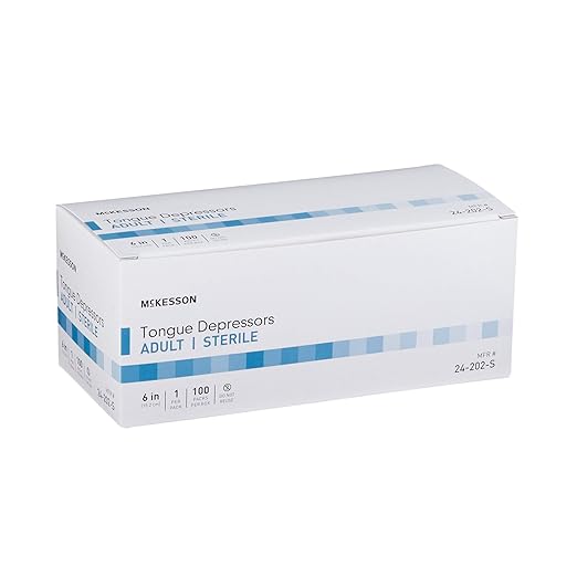 McKesson Tongue Depressor, Sterile, Wooden, Individually Wrapped, Adult, 6 in, 100 Count, 10 Packs, 1000 Total