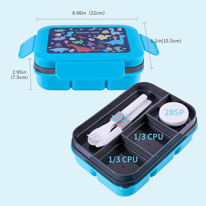 Leak-Proof, 8-Compartment Bento-Style Lunch Box - Ideal Portion Sizes for Ages 6 +, Durale, Drop-Proof, Dishwasher Safe, & Made with BPA-Free Materials(Blue)