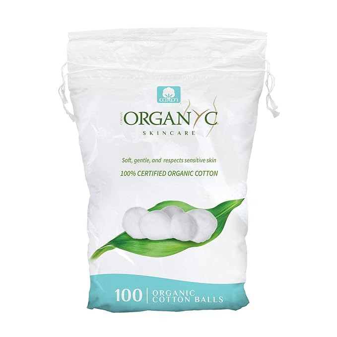 Organyc 100% Organic Cotton Balls for Sensitive Skin, 100 Count