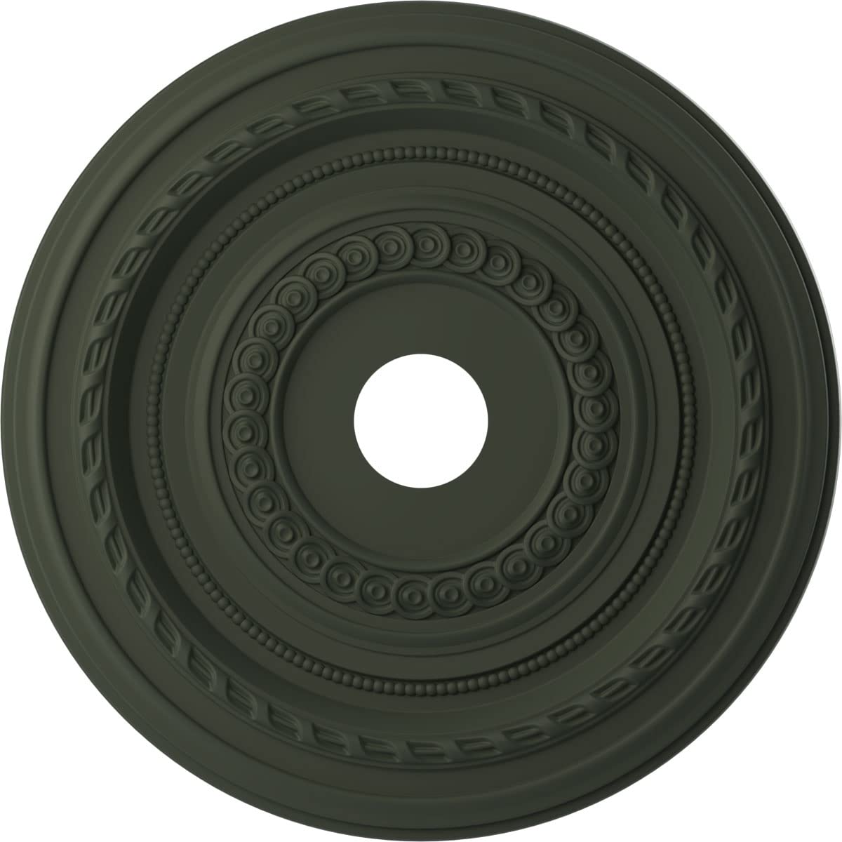 22Od X 3 1/2Id X 1P Cole Thermoformed Pvc Ceiling Medallion (Fits Canopies Up To 6), Ultracover Satin Hunt Club Green