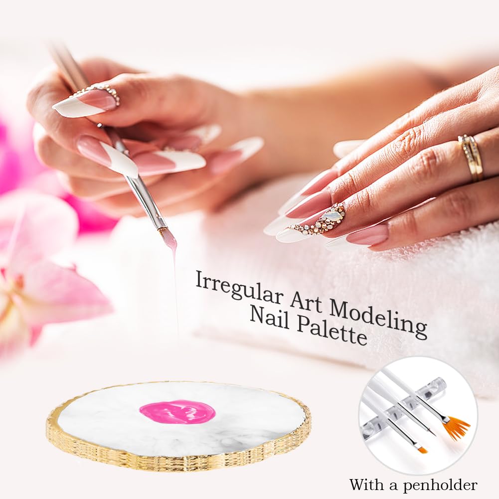 Nail Art Brush,27Pcs Set Nail Art Tools,Resin Nail Art Palette,5 Pcs Nail Art Sculpture Pen,2-way Acrylic Silicone Engraving Pen