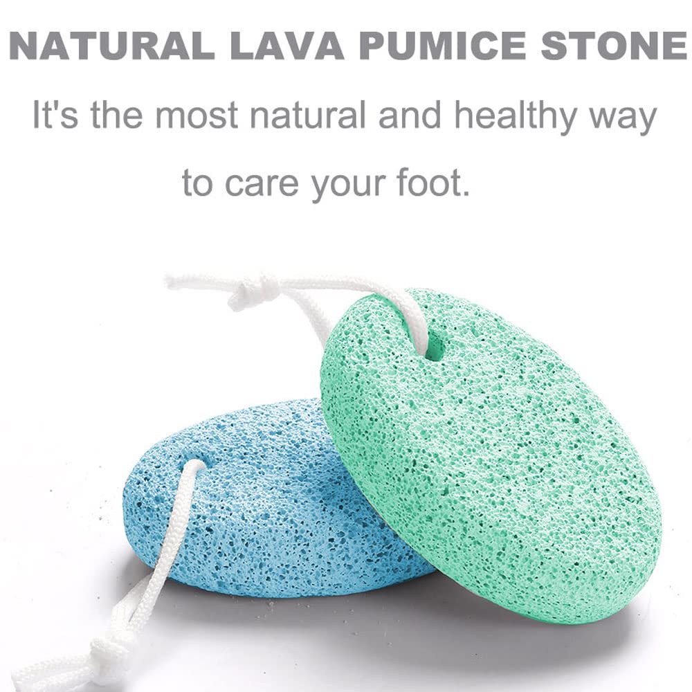 Natural Foot Pumice Stone for Feet, Borogo 2-Pack Lava Pedicure Tools Hard Skin Callus Remover for Feet and Hands -Blue&Green