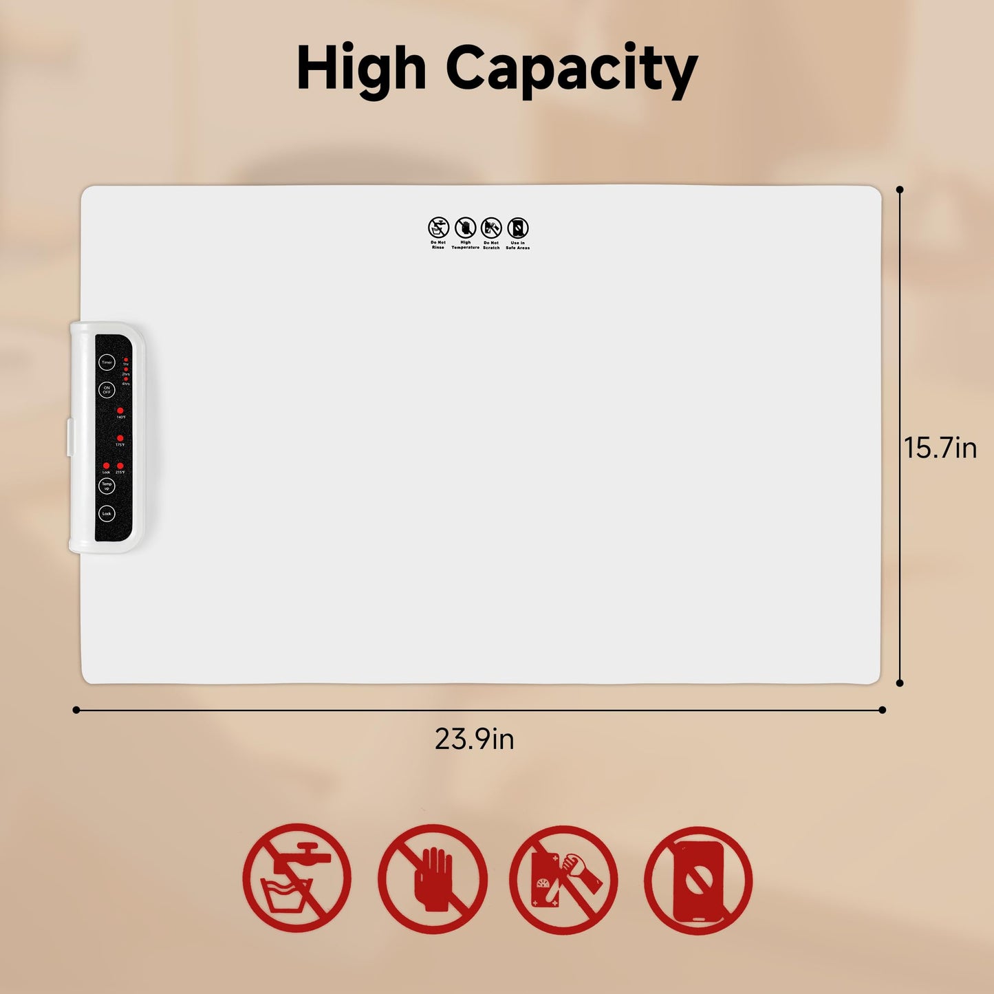 Food Warming Mat- Foldable Warming Mat for Food with Adjustable Temperature Control Time Moders Locking Function Electric Warming Tray for Parties,Home,Travel,Buffet White