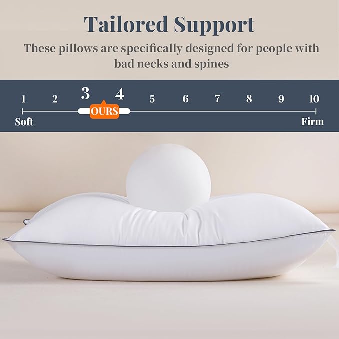 100% Breathable Cotton Cover Cooling Bedding Bed Pillows for Sleeping - Queen Size Set of 2, Hotel-Quality Soft Supportive Fluffy Pillows 2 Pack Full size20*28