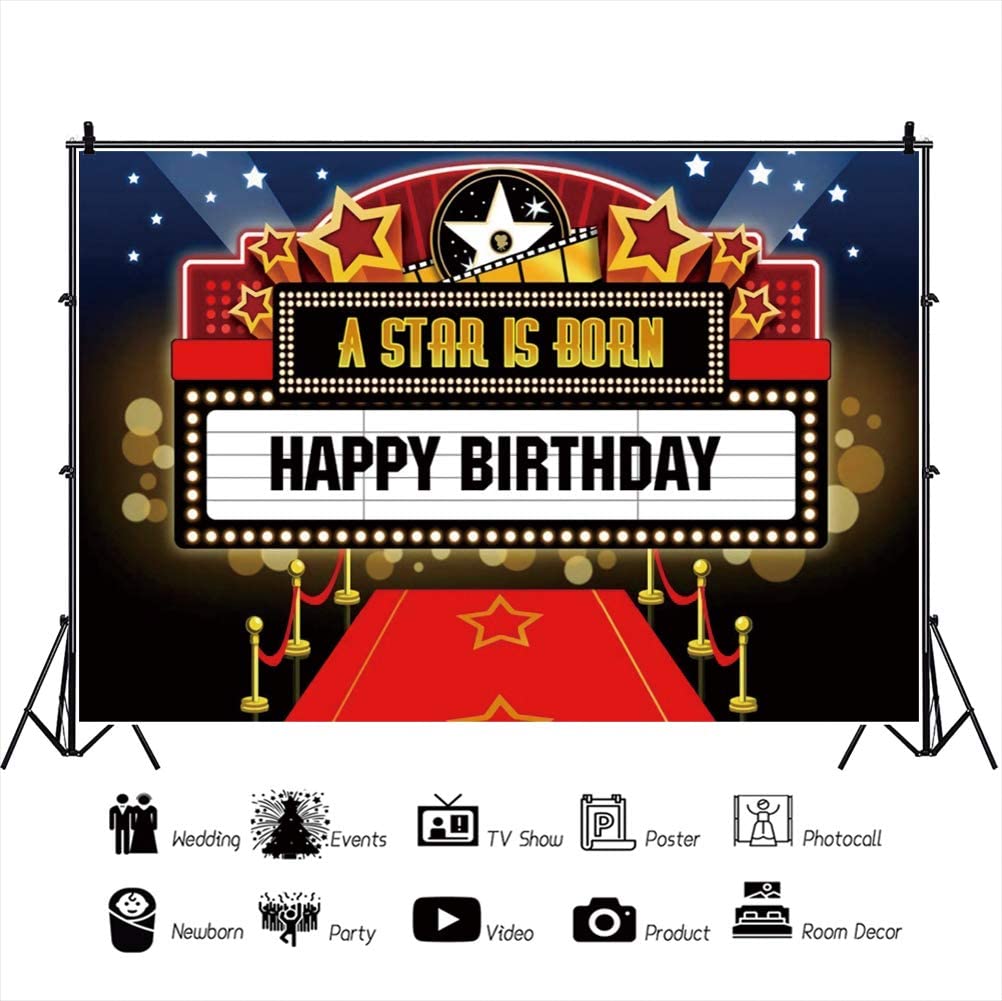 Oerju 6X4Ft Movie A Star Is Born Photography Backdrop Shinny Red Carpet Awards Night Ceremony Photo Booth Background Event Decor