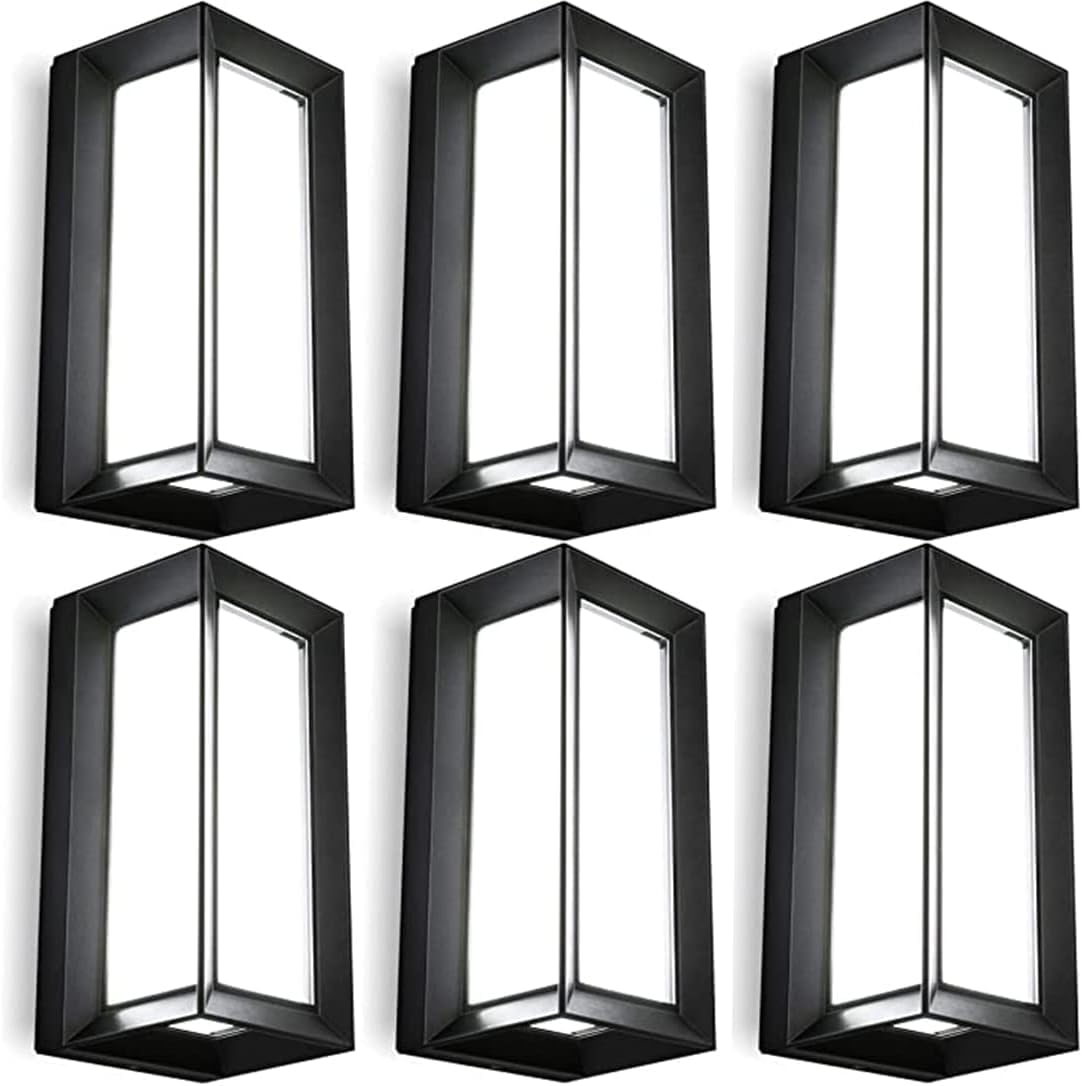 ledmo Outdoor Wall Lights Fixture, 6000K, 1800LM, Waterproof, Aluminum, Black, Model 1289F, 6 Pack