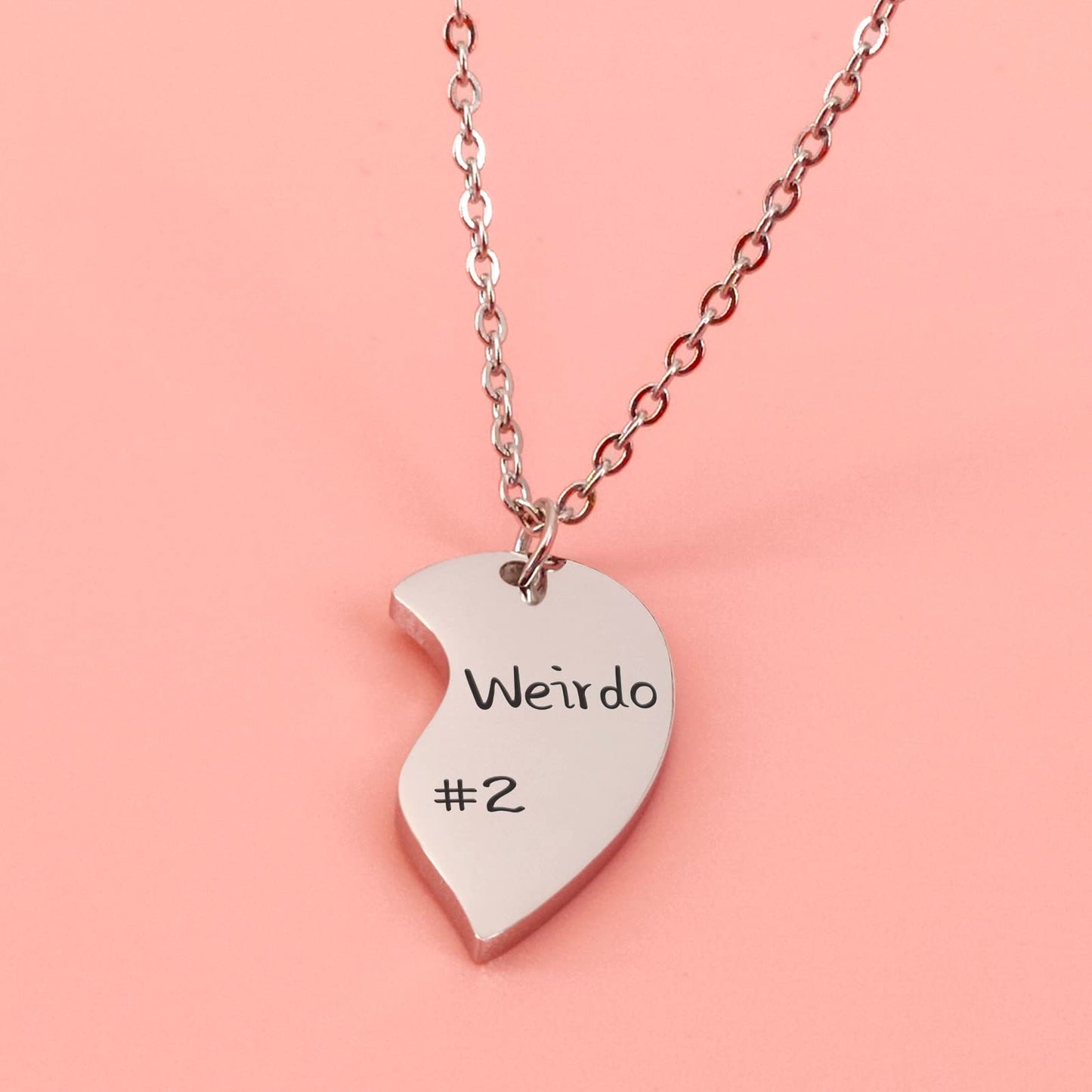 HOFOYA Best Friends Necklaces Weirdo 1# Weirdo 2# Split Heart Matching Necklace Set 2 Bestie Pendant BFF Necklace for 2 Friendsh