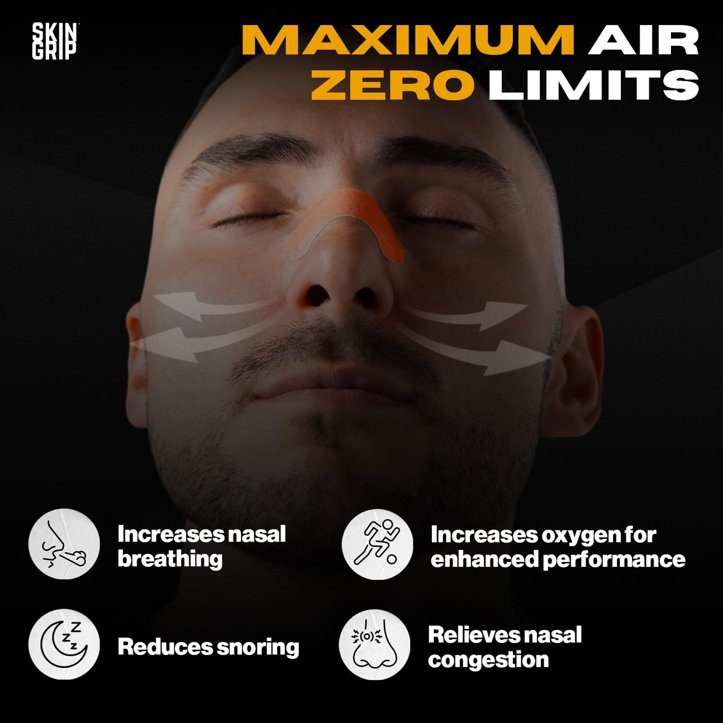 Skin Grip Nasal Strips for Snoring & Breathing–Instant Relief from Nasal Congestion, Drug-Free Snore Strips, All-Day Hold–Sleep Better, Exercise Stronger, Travel Confidently–90-Day Supply, Multi-Color