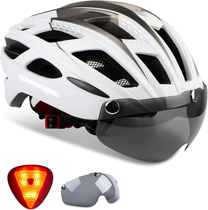 Shinmax Bike Helmet, CPSC/CPC Bike Helmet for Adult Men Women with Magnetic Goggles&Led Back Light Cycling Helmet Adjustab...