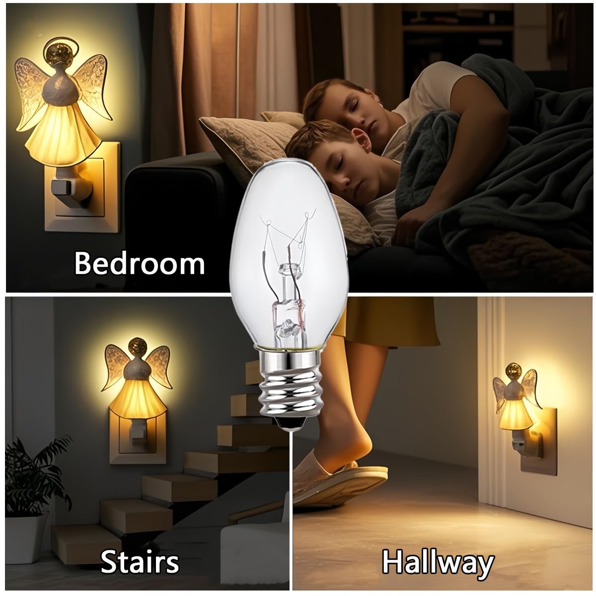 ZwwYvv Night Light Bulbs,E12 Candelabra Base,4 Watt/C7/120V Decorative Bulb,Warm White,6 Pack