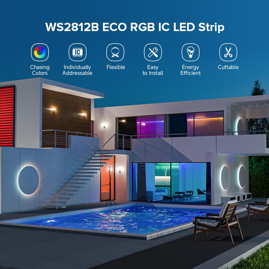 Btf-Lighting Ws2812B Rgb Led Strip 16.4Ft 300Led Chasing Effects Ip65 Black Fpcb