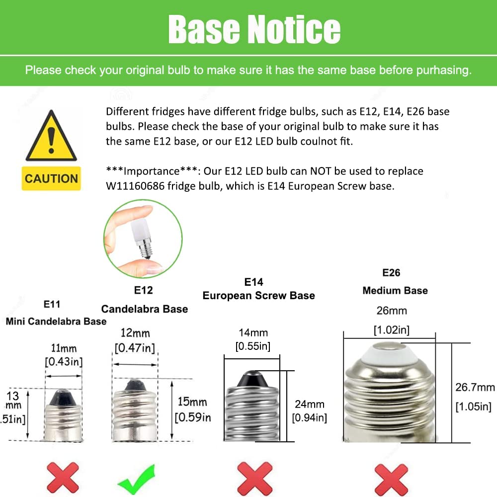 Makergroup E12 Dryer LED Light Bulb 2W Warm White 2700K-3000K 2-Pack Candelabra Base