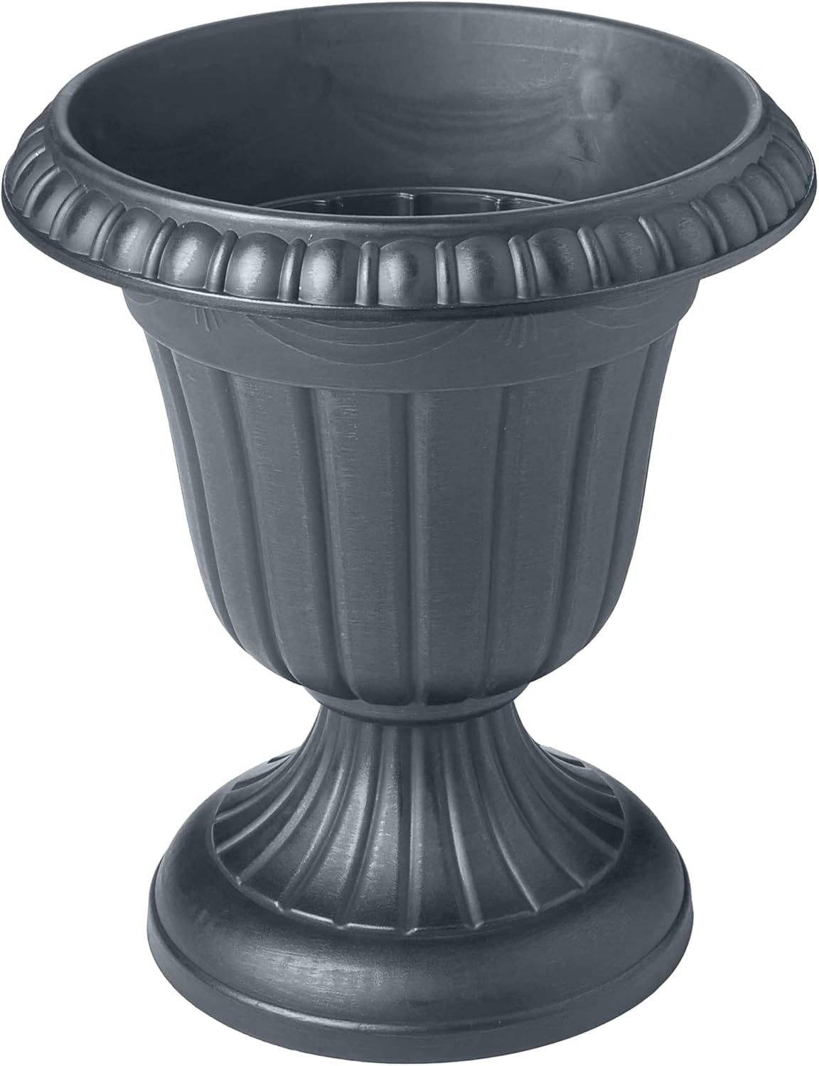 PL00GY Classic Traditional Plastic Urn Planter Indoor/Outdoor, 16" x 18", Gray