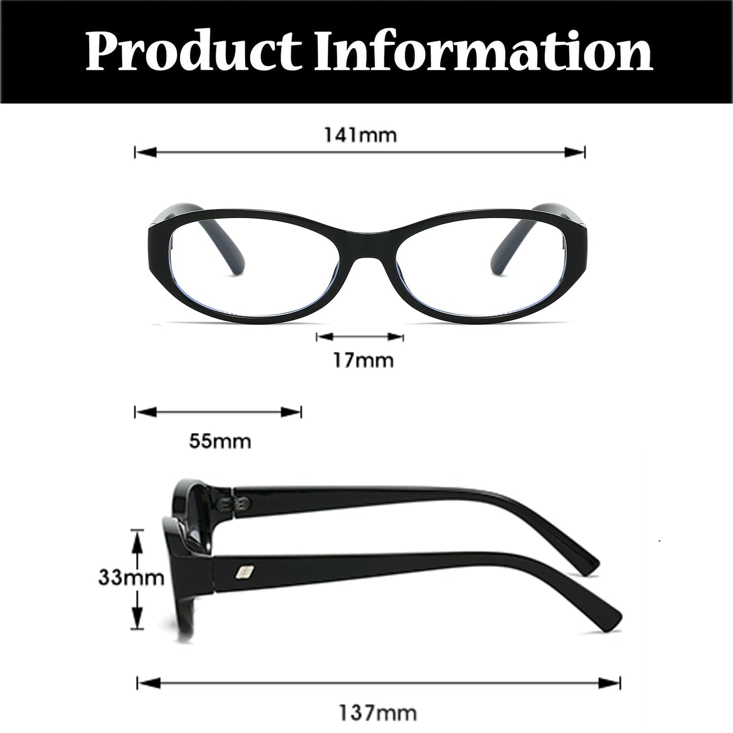 Ljczka Oval Blue Light Blocking Glasses For Women Retro Small Oval Frame Glasses Y2K Clear Lens Computer Eyeglasses (Red)