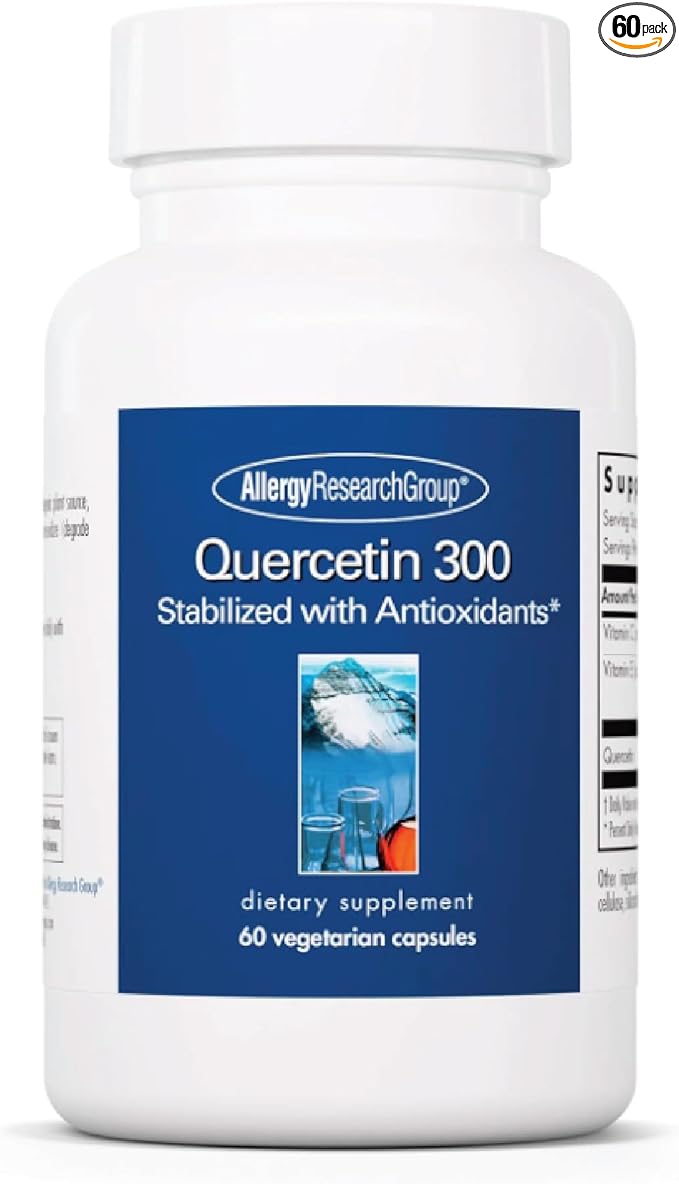 Allergy Research Group Quercetin 300 Dietary Supplement - Immune Support, Stabilized with Antioxidants, Bioflavonoid, Mast Cell, Hypoallergenic, Delayed-Release, Vegetarian Capsules - 60 Count