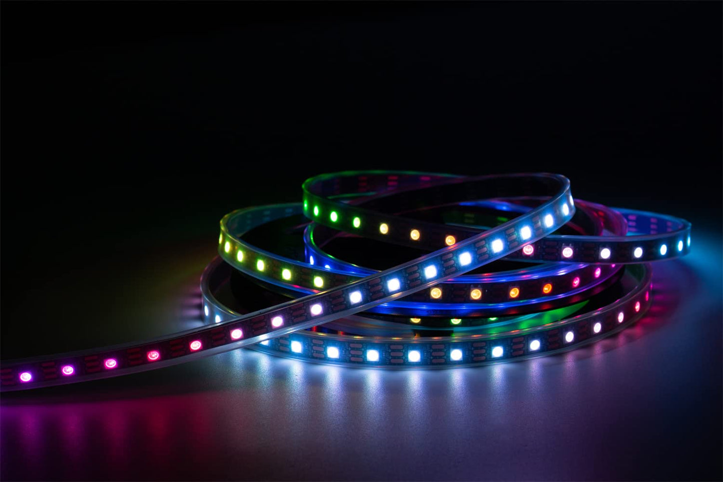 Adresuno Ws2811 Ic Ws2812B Led Strip 60Pixels/M 16.4Ft 300Leds Waterproof Ip67 Black Pcb
