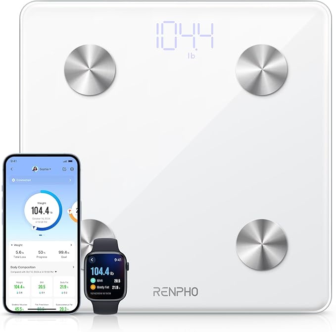 RENPHO Smart Scale, Digital Bathroom Scale for Weight, Scale with BMI, Body Fat, Muscle Mass, Body Composition Analysis, H...