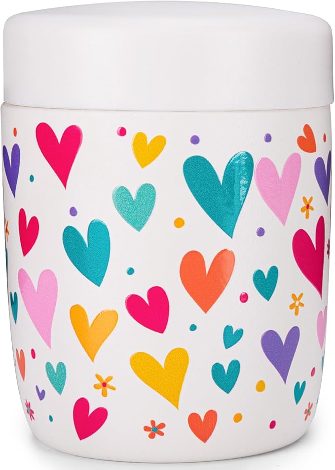 Charcy 9oz Stainless Steel Vacuum Insulated Kids Food Jar - Soup Thermo for Hot & Cold Food - White Heart