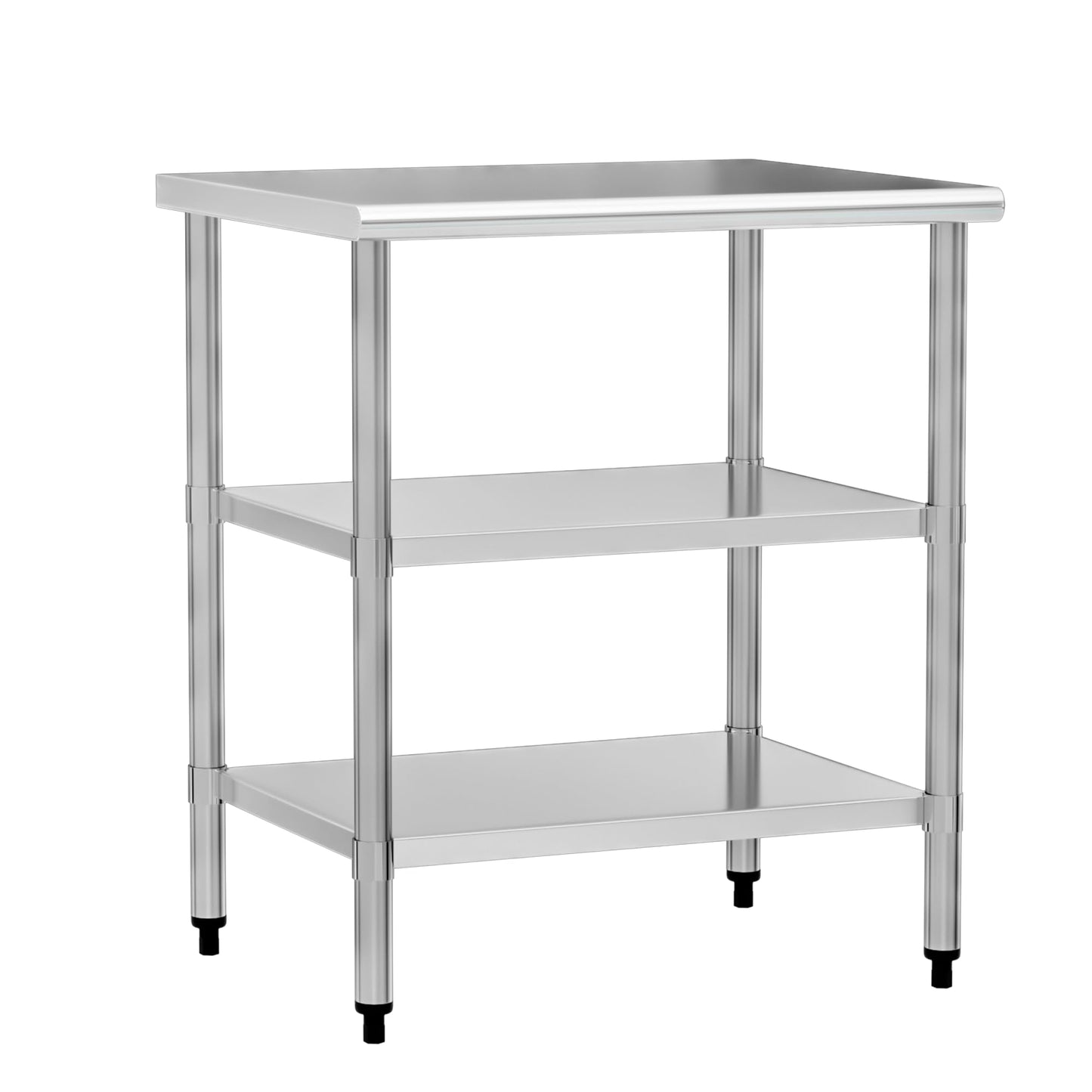 Stainless Steel Work Table 24 x 30 Inch with 2 Adjustable Undershelves, Heavy-Duty Metal Prep Table for Commercial Kitchen & Restaurant, Garage, Outdoor