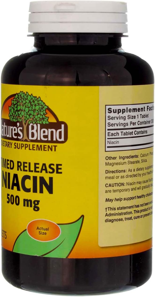 Nature's Blend Niacin Timed Release 500 mg 500 mg 300 Tabs