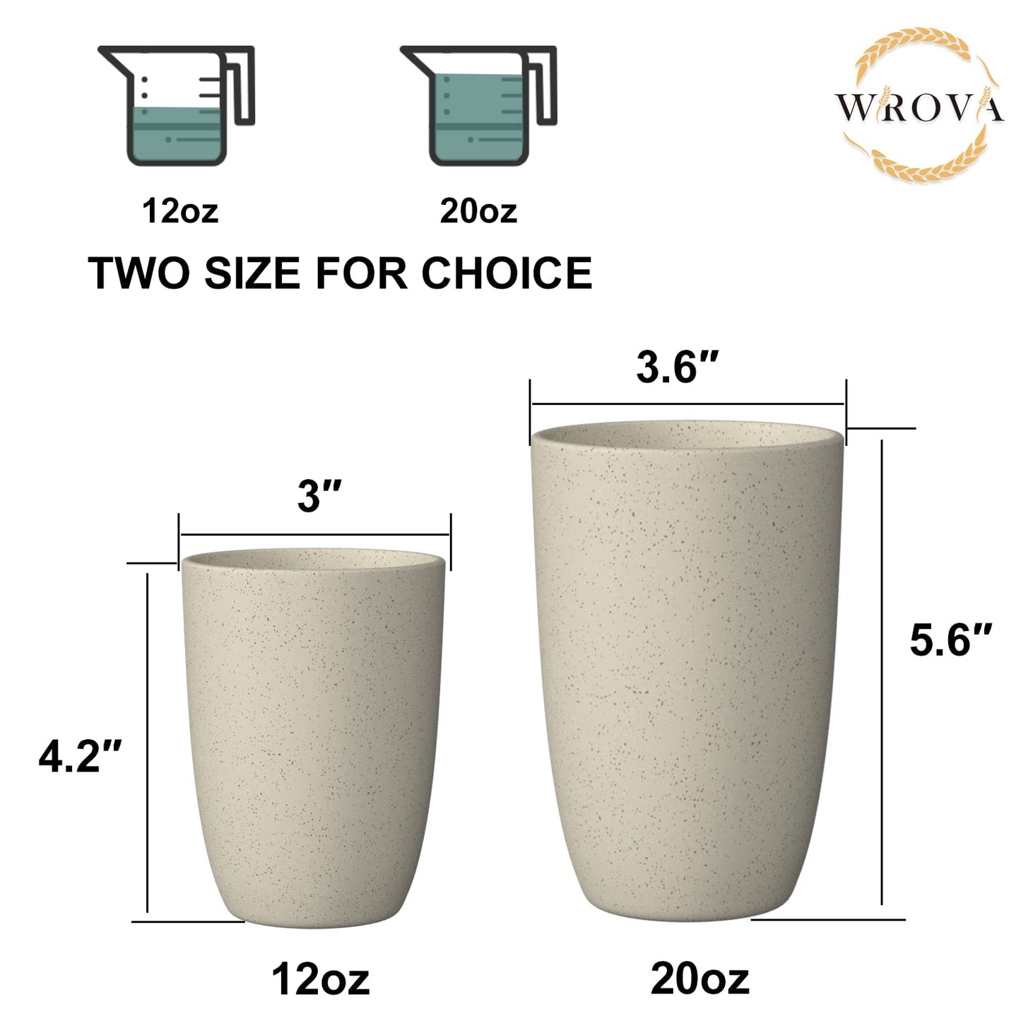 Wheat Straw Cups 6 PCS Good Alternative to Plastic Reusable Cups 12 oz Unbreakable Drinking Cup Reusable Dishwasher Safe Water Plastic Glasses with 6 Colors