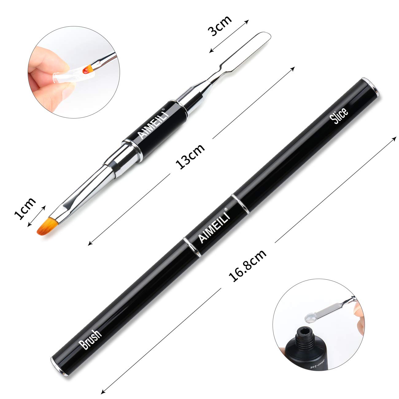 AIMEILI Nail Extension Gel Tool Nail Art Kit, 2 in 1 Gel Pen Brush, 100pcs Dual Nail Forms Clear Nail Molds, 10pcs Nail Extensio