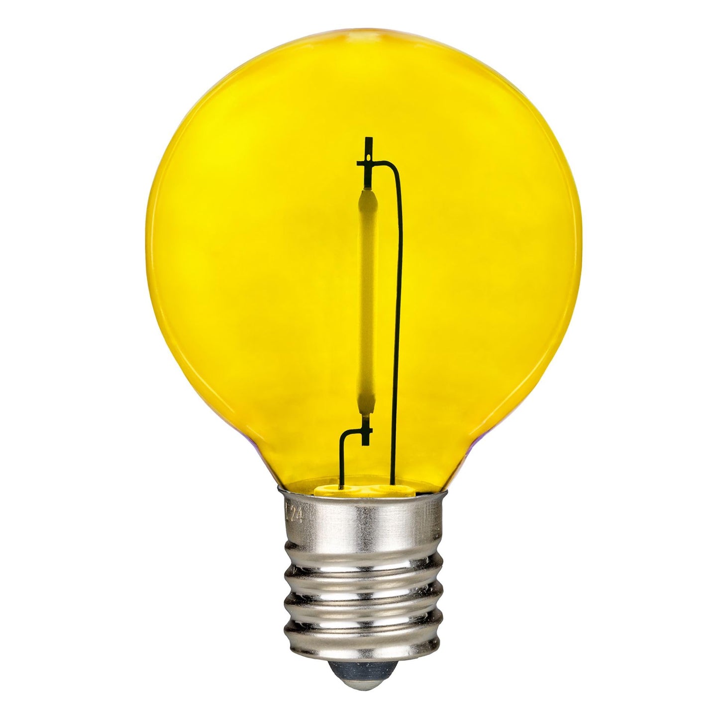 Novelty Lights 25 Pack Yellow G40 Led Filament String Light Bulbs  E12/C7 Candelabra Base  5 Watt Equivalent  Shatterproof Replacement Bulbs For Patios  Canopy Lighting