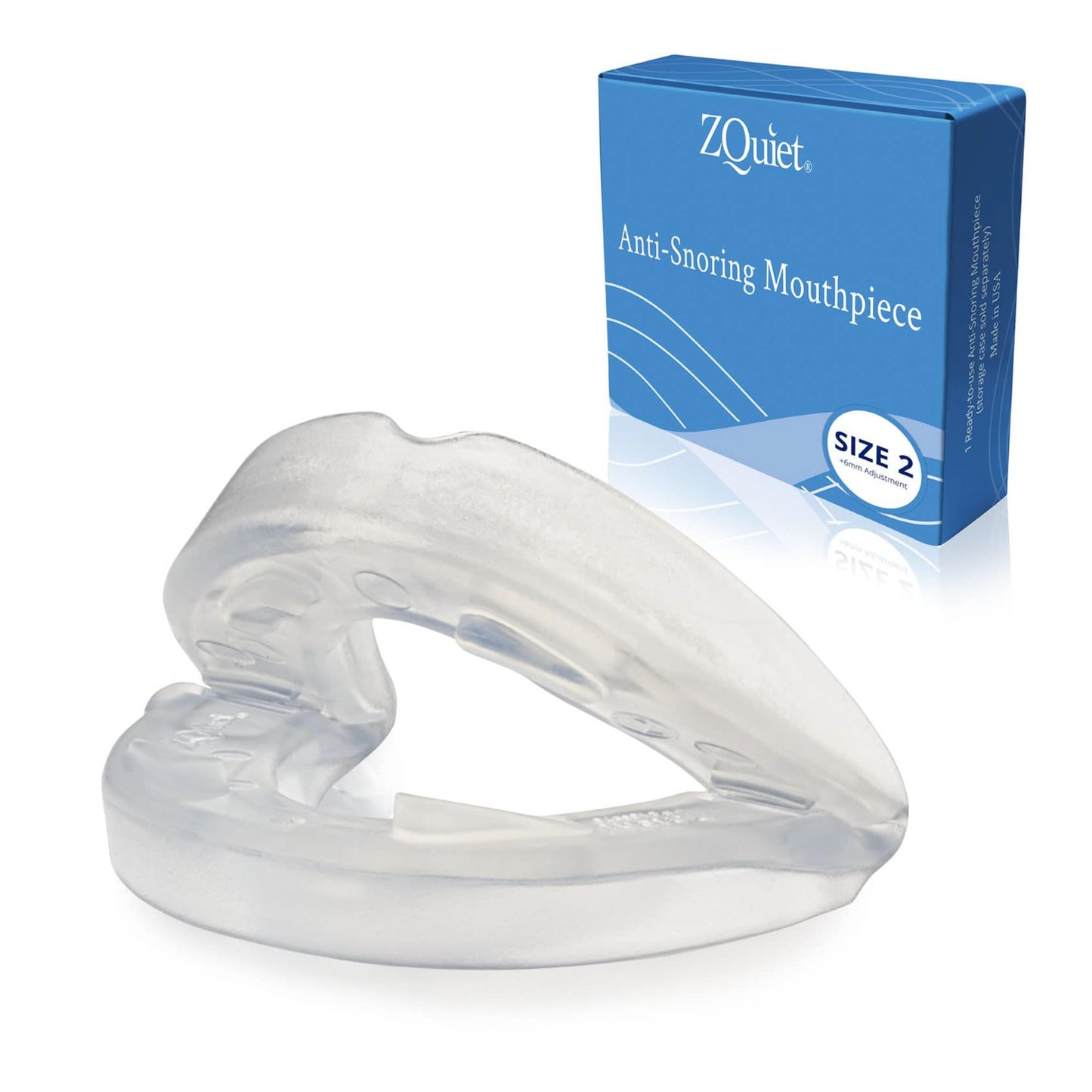 ZQuiet, Anti-Snoring Mouthpiece, Comfort Size#2, Single Refill, Clear, Made in USA, BPA-Free, Medical-Grade Material